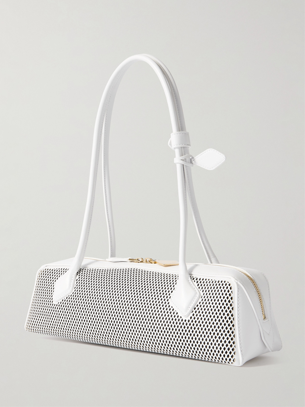 Alaïa Womens Blanc Optique Le Teckel Fishnet Medium Leather Shoulder Bag In White