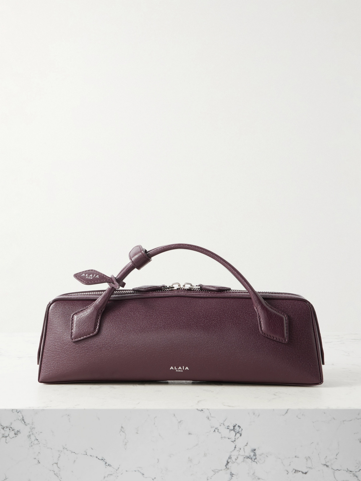 Alaïa Le Teckel Textured-leather Tote In Burgundy