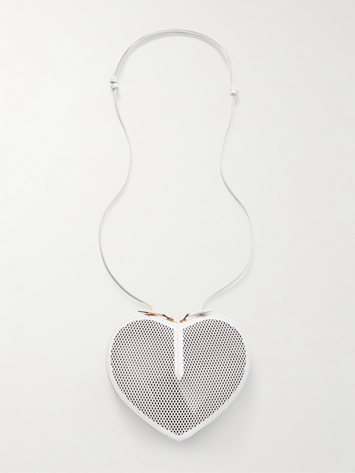 Alaïa Le Coeur Shoulder Bag In Leather With Fishnet Motif In White