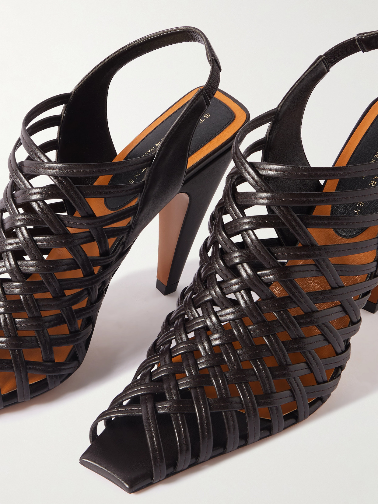 Stella Mccartney Spure Woven Slingback Peep-toe Pumps In Brown