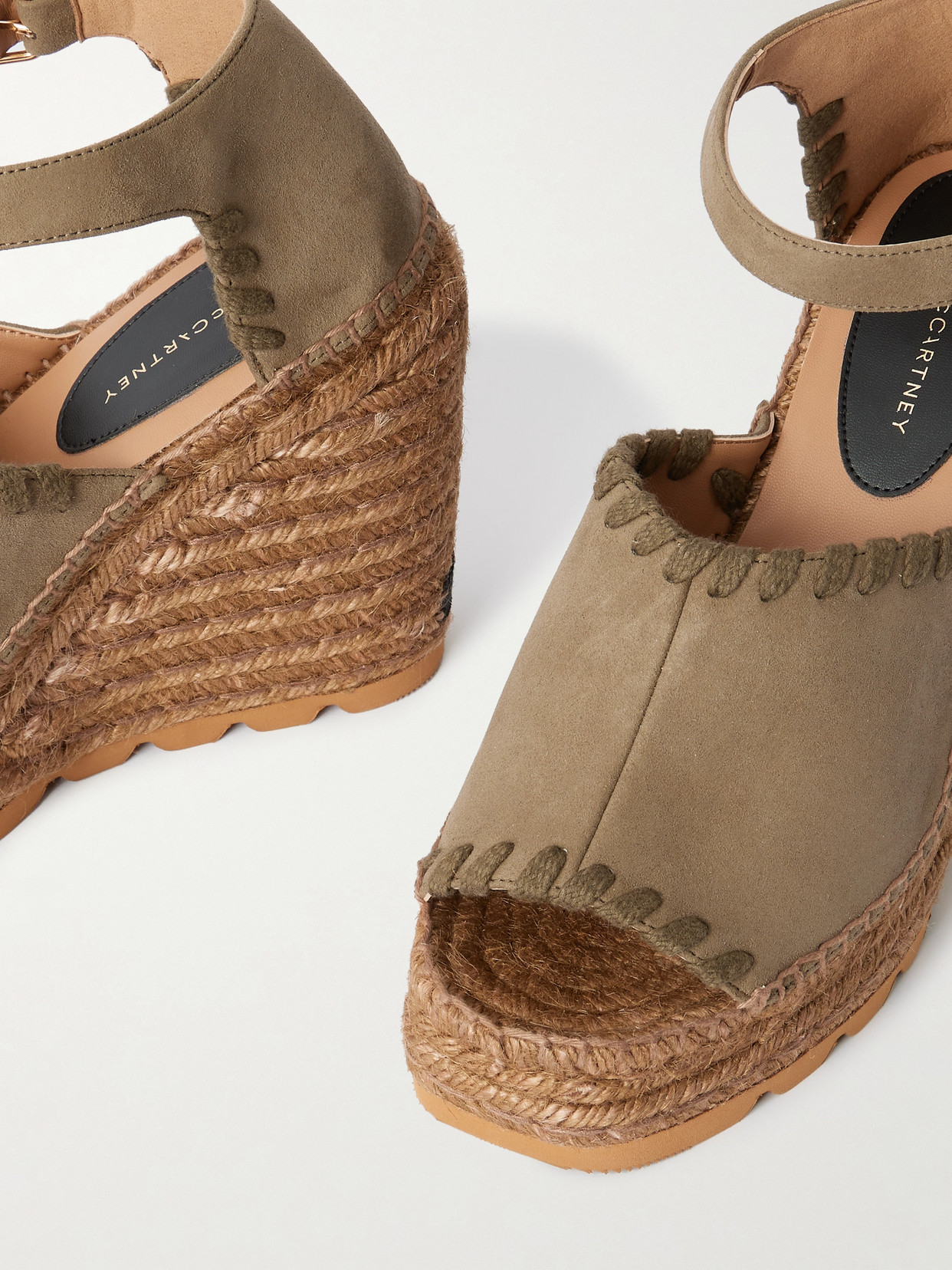 Stella Mccartney Gaia Wedge Espadrilles In Green