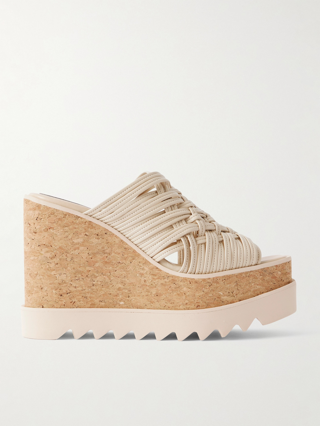 Stella Mccartney Sneak-elyse Woven Wedge Mules In Ecru