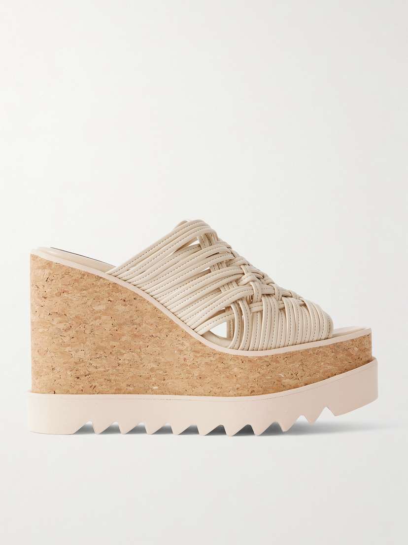 Stella McCartney Sneak-elyse Woven Wedge Mules