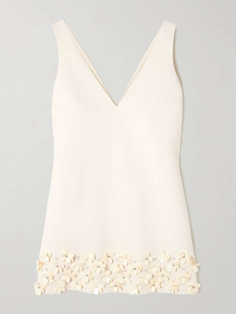 Self-Portrait Embellished Crepe Mini Dress