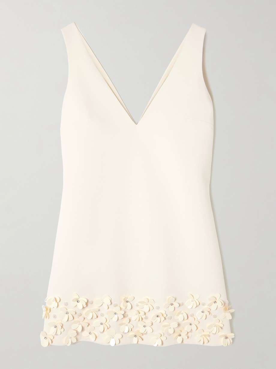 embellished crepe mini dress