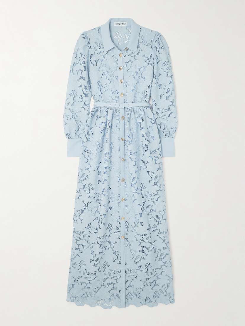 Self-Portrait Belted Corded Lace Maxi Dress