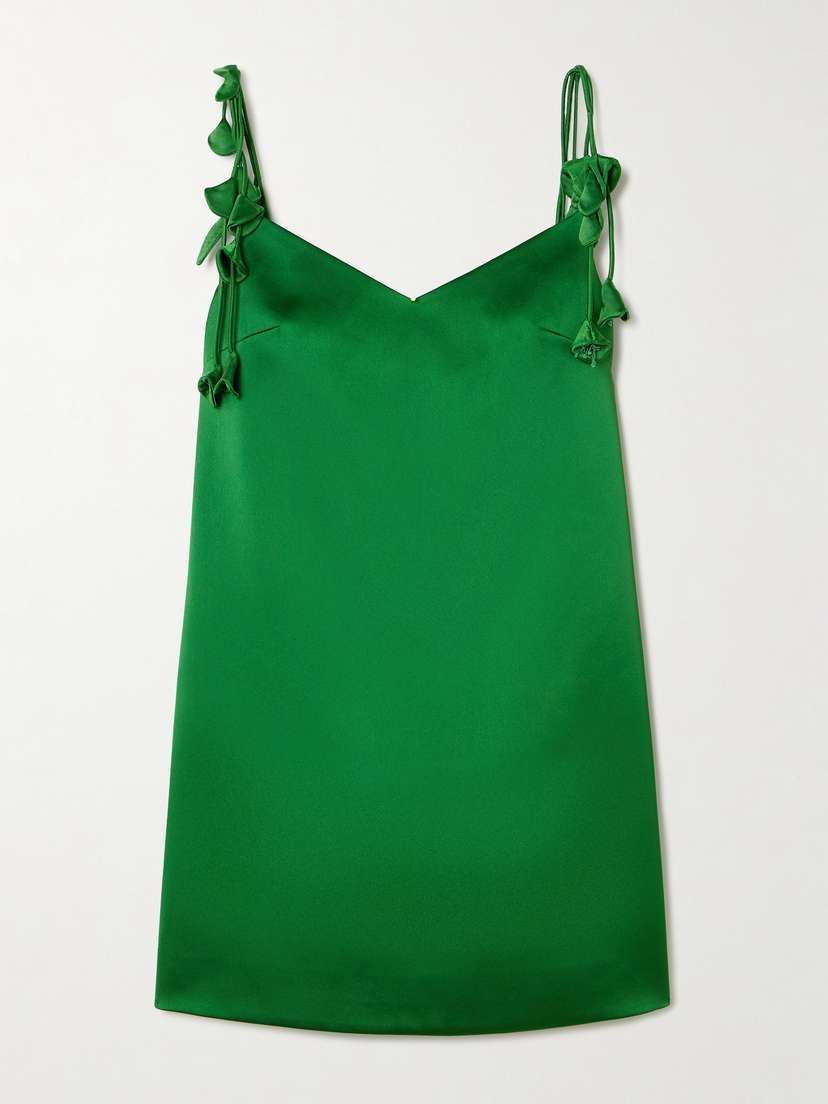 Self-Portrait Appliquéd Satin Mini Dress