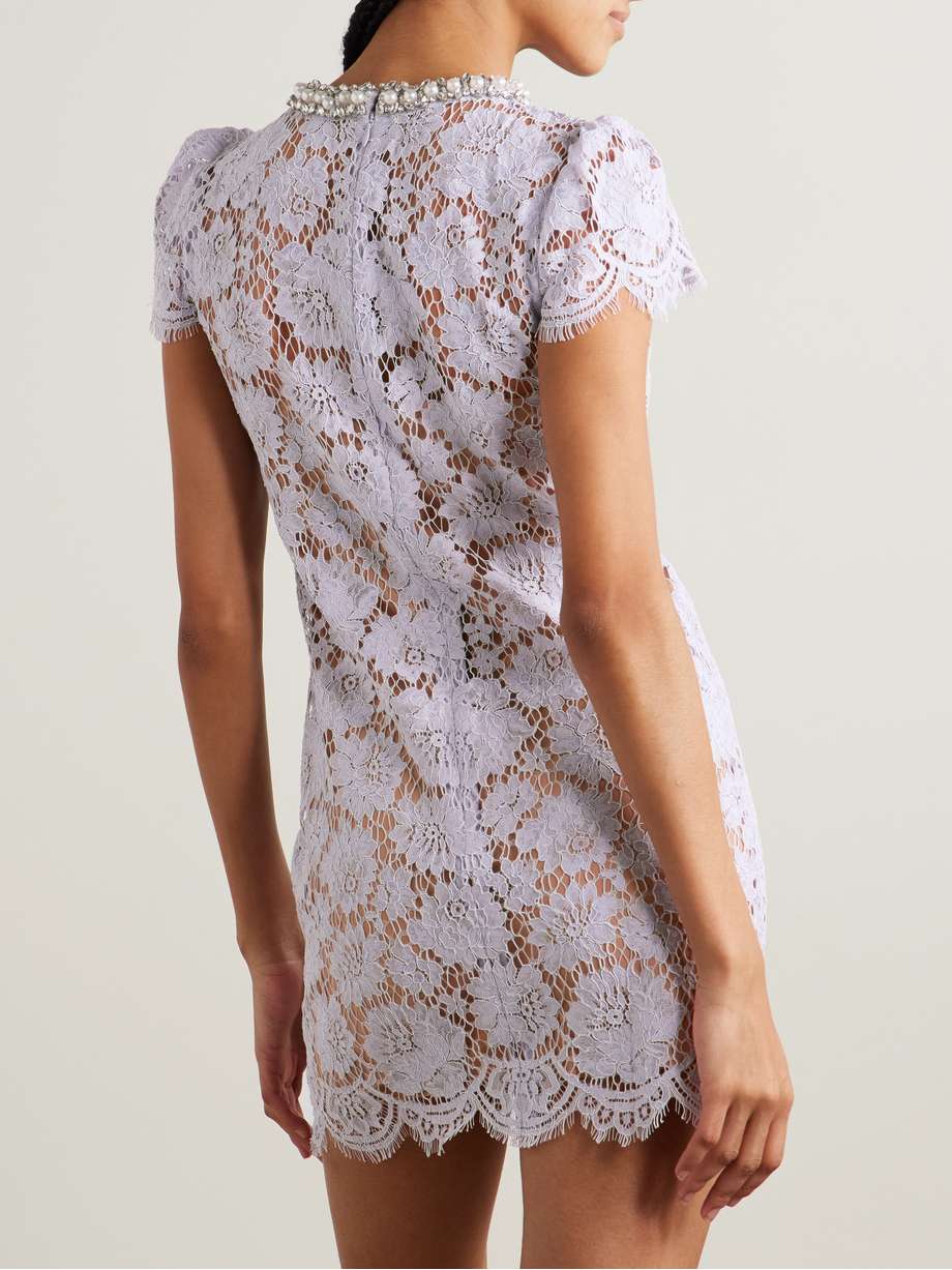 embellished corded lace mini dress