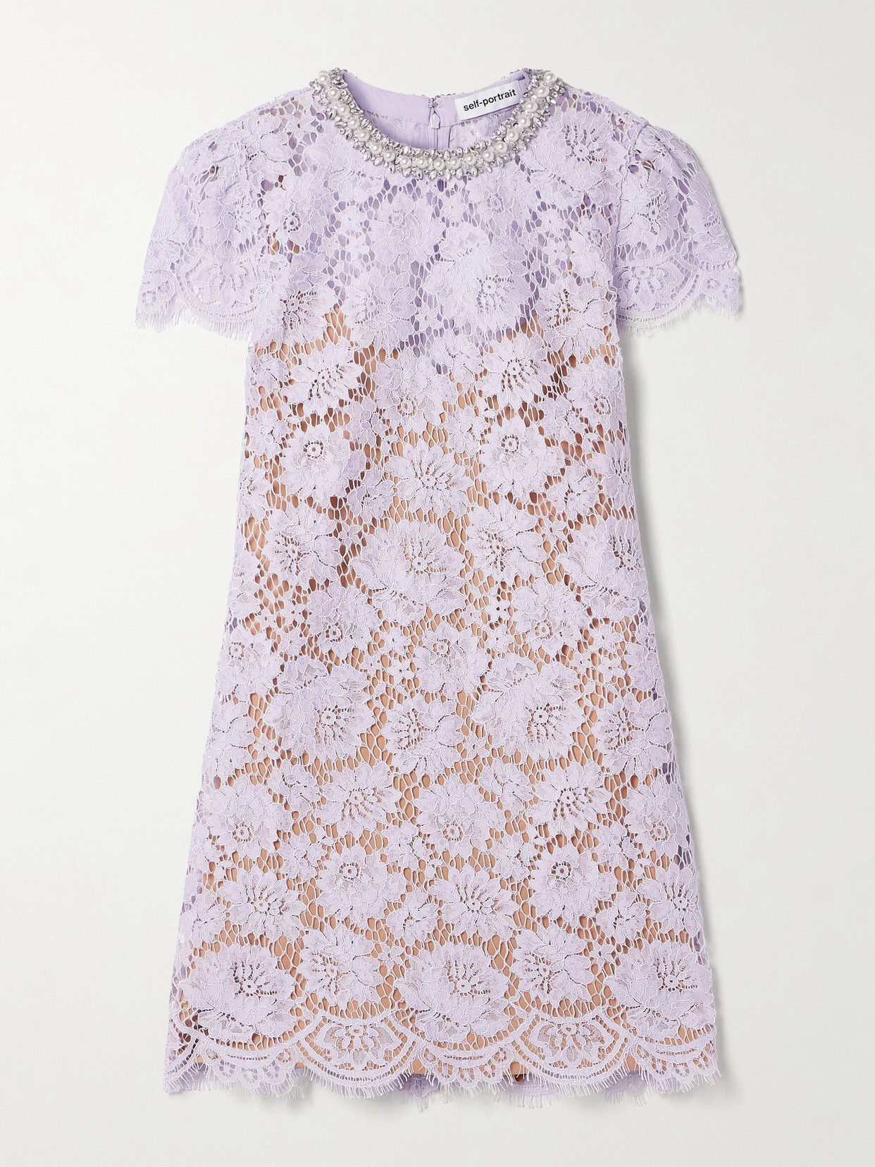 Self-portrait Floral Lace Mini Dress In Purple