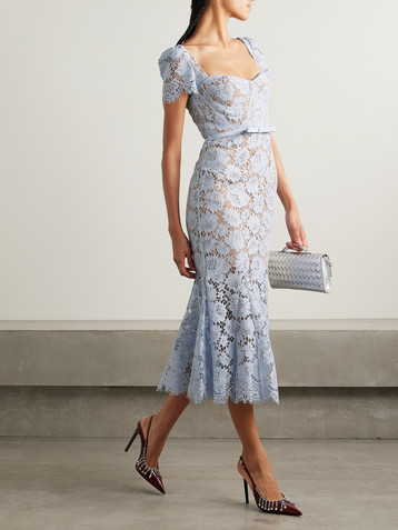 self-portrait Belted corded lace midi dress