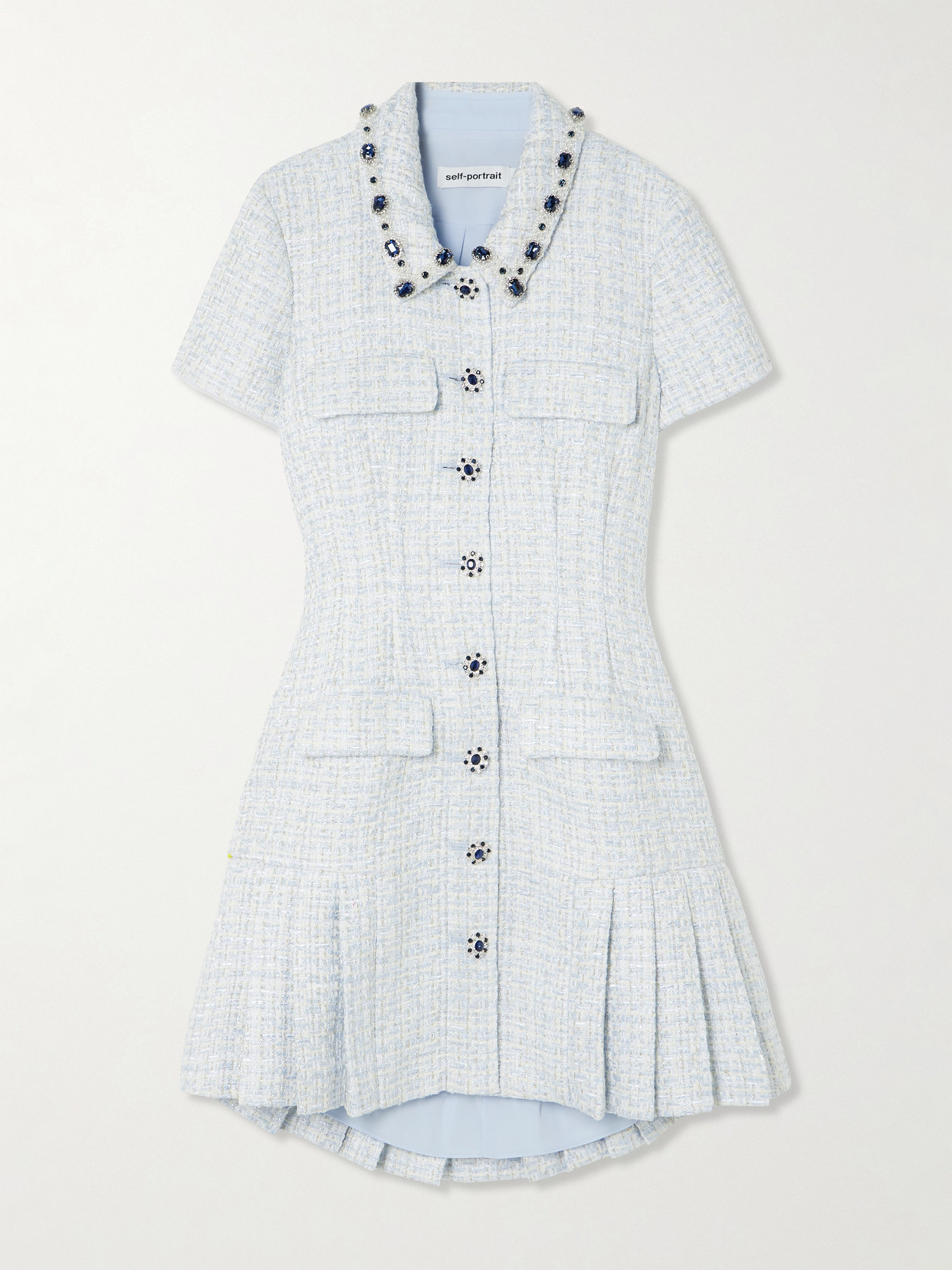 Self-portrait Self Portrait Bouclé Mini Dress In Blue