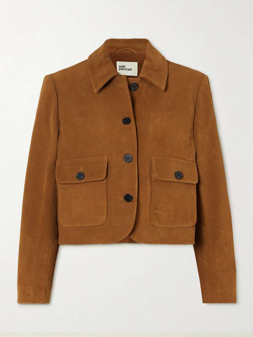 Self-Portrait Cropped Suede Jacket