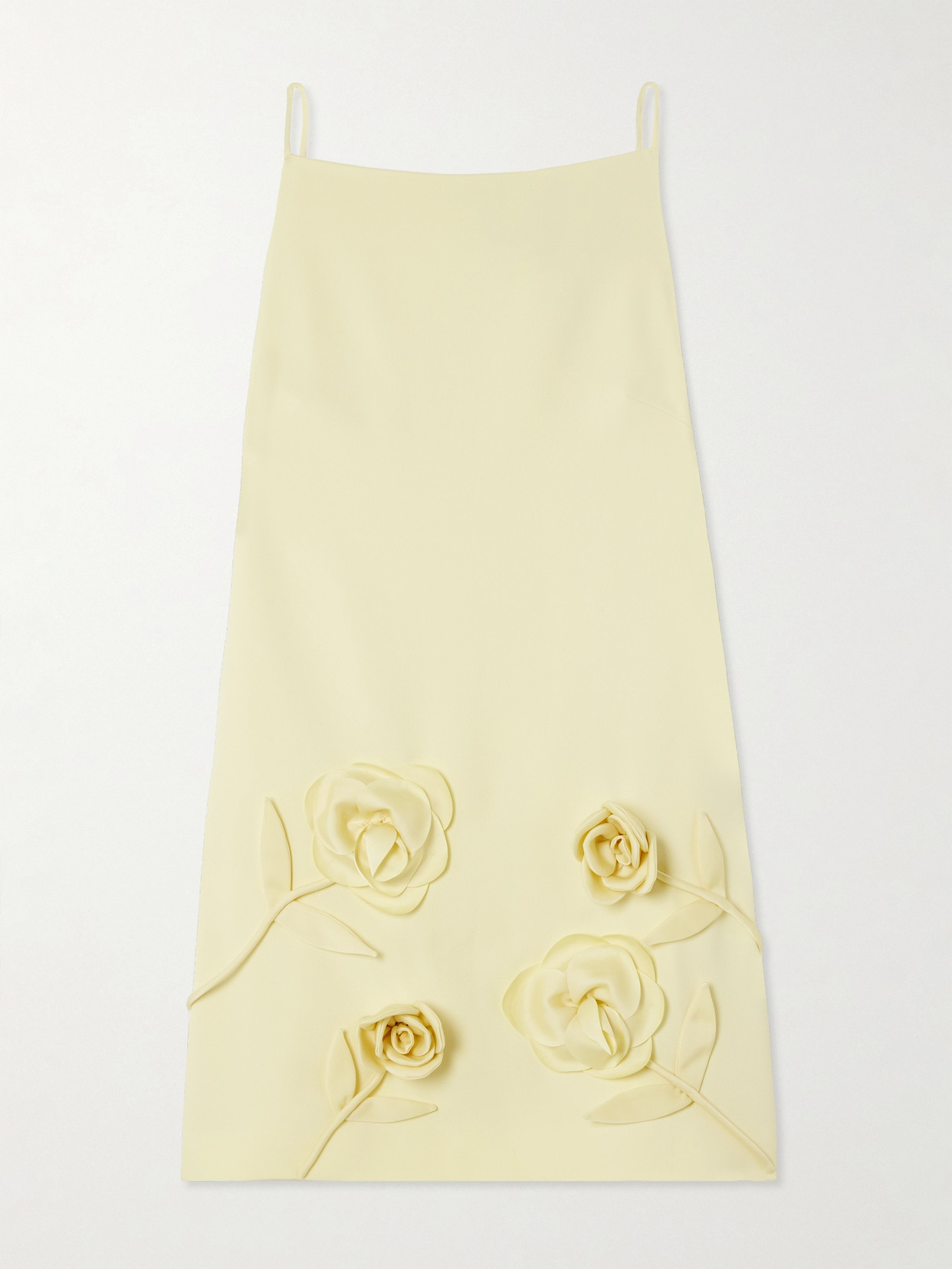 Self-portrait Yellow Mini Dress With Rose Patches And Spaghetti Straps In Tech Fabric Woman In Yellow
