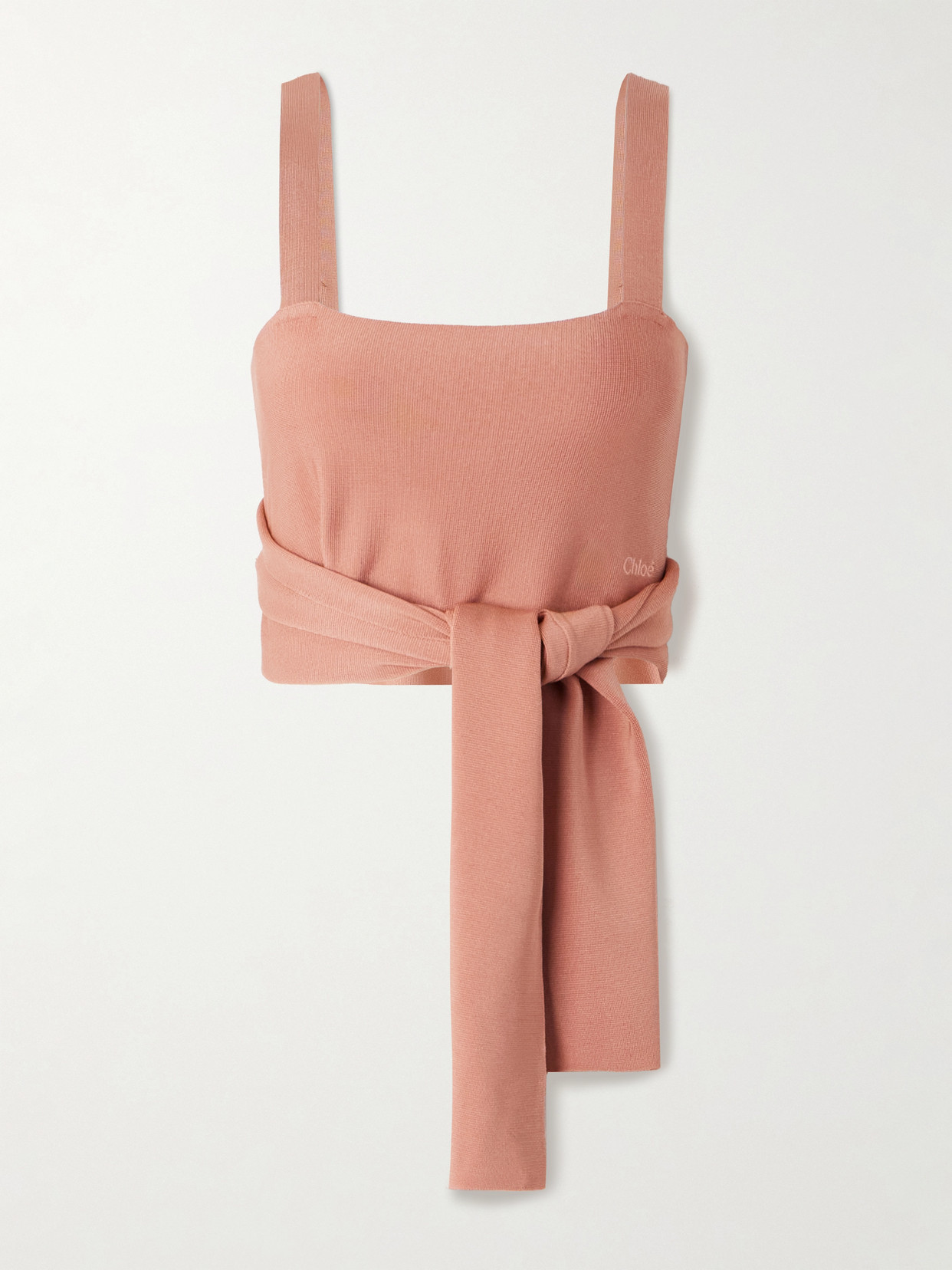 Chloé Cropped Jersey Wrap Top In Pink