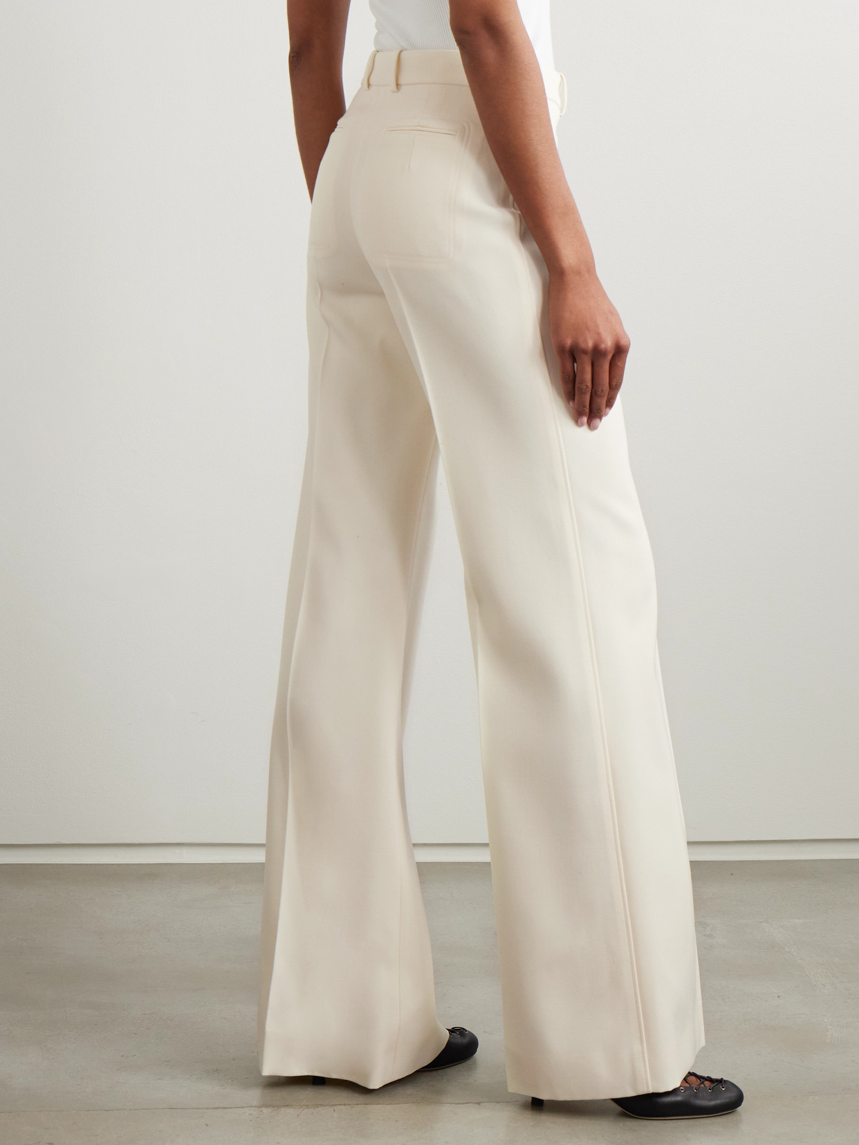 Chloé Wool-twill Wide-leg Pants In White