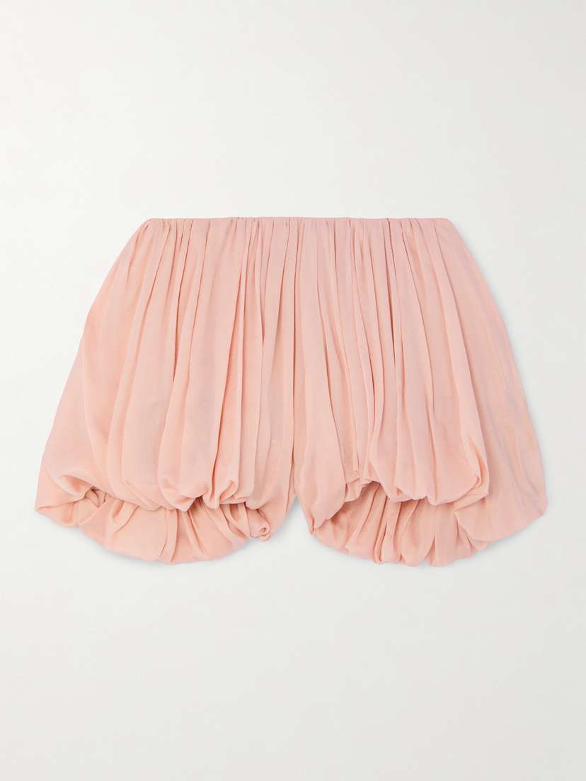 Chloé Pleated Silk Crepe De Chine Shorts