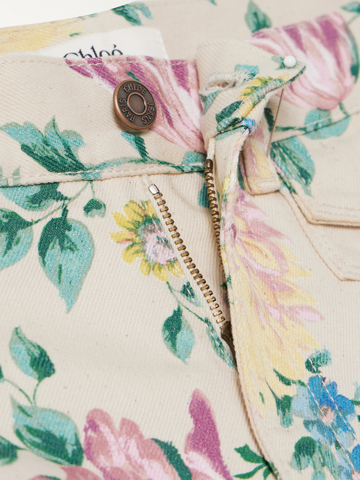 Shop Chloé Floral-print High-rise Straight-leg Jeans