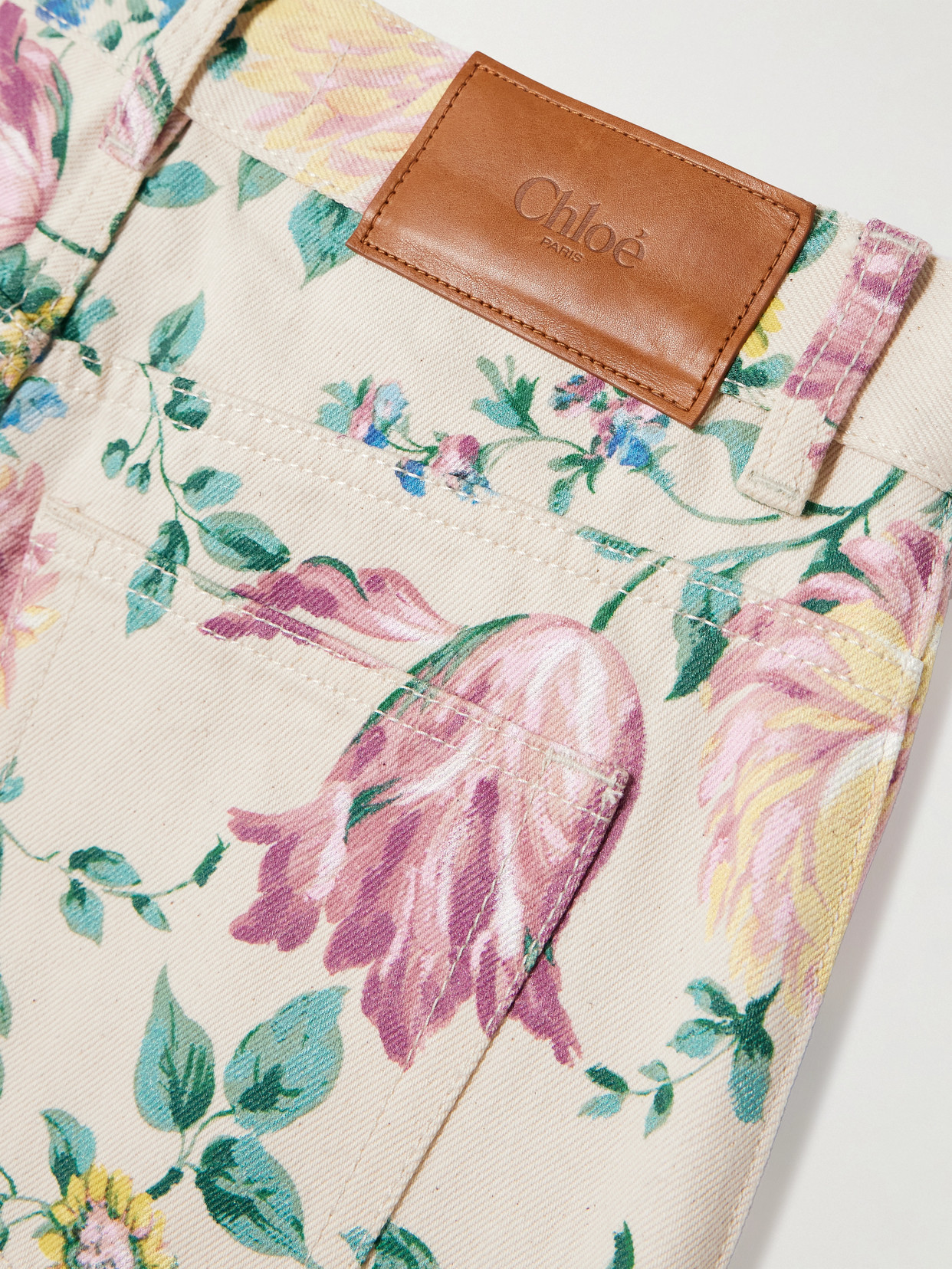 CHLOÉ FLORAL-PRINT HIGH-RISE STRAIGHT-LEG JEANS