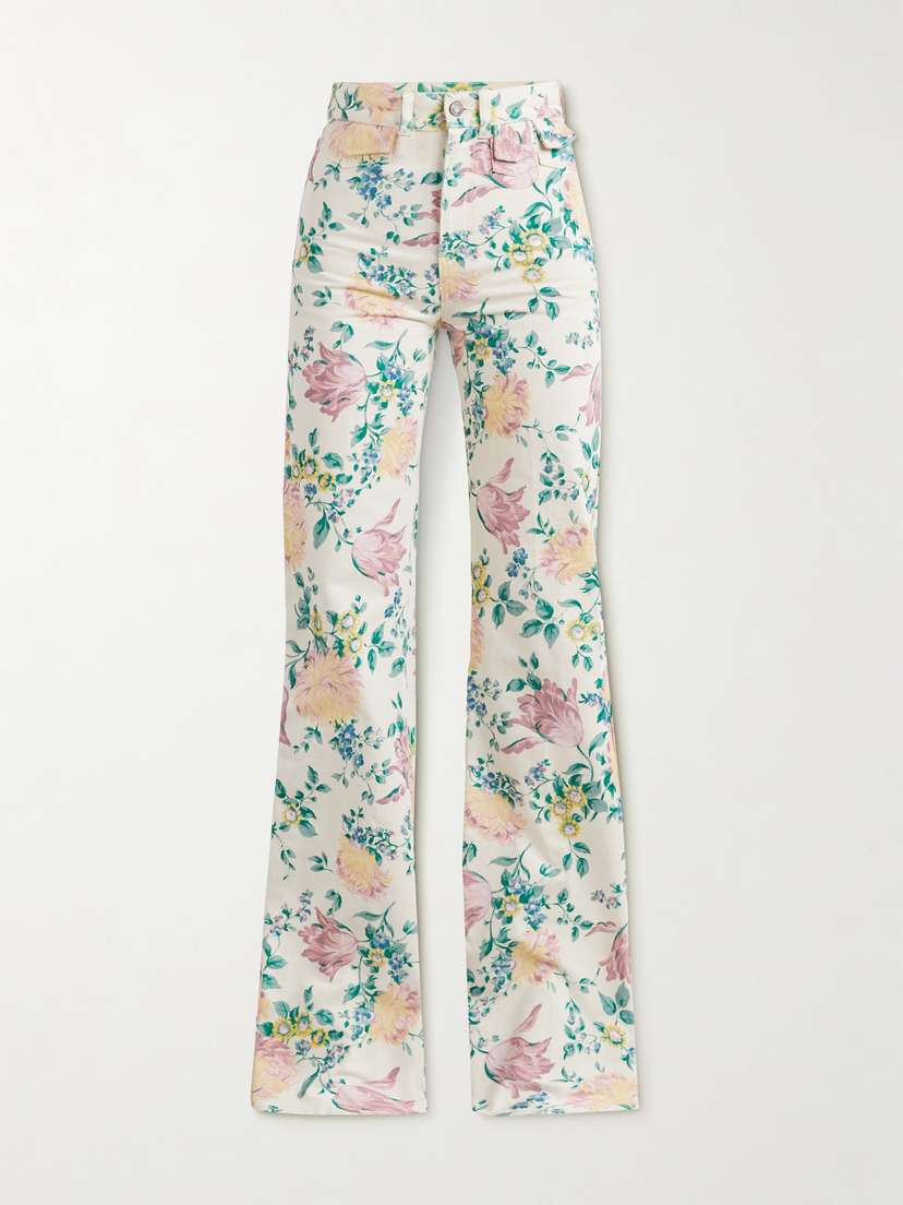 Chloé Floral-print High-rise Straight-leg Jeans