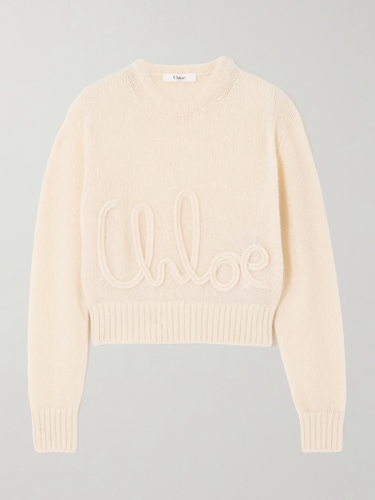Chloé Embroidered Alpaca And Silk-blend Sweater In Cream