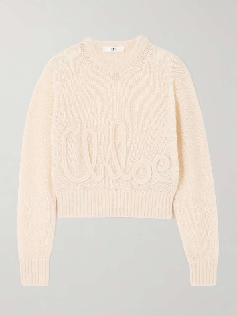 Chloé Embroidered Alpaca And Silk-blend Sweater