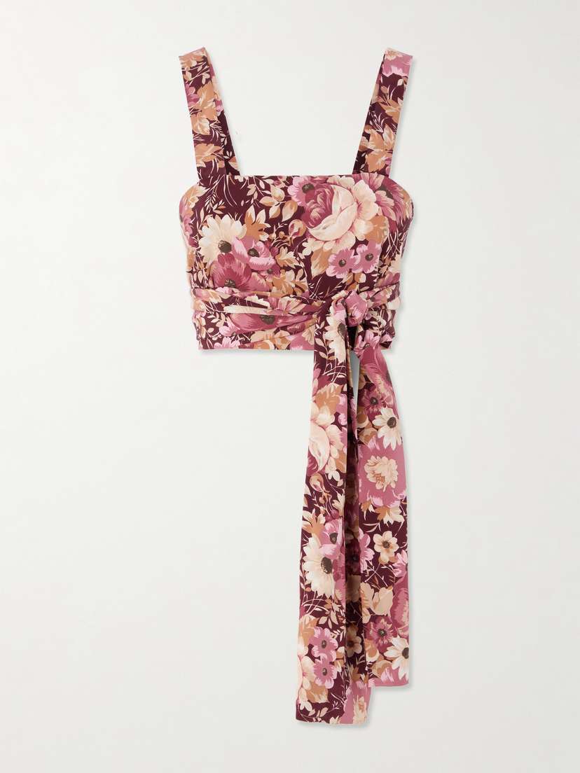 Chloé Cropped Floral-print Silk-crepe Top