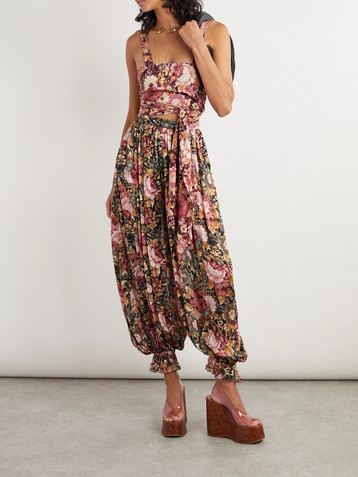 Chloé Cropped floral-print silk-crepe top