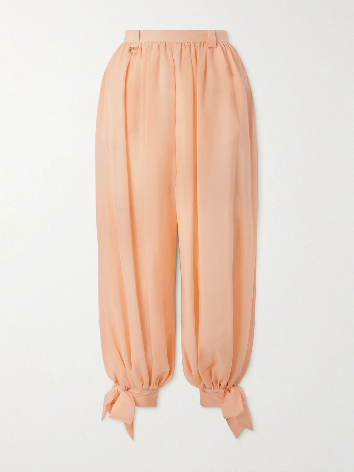 Chloé Fluid Pleated Trousers In Silk Charmeuse Pink Size 14 100% Silk In Pink
