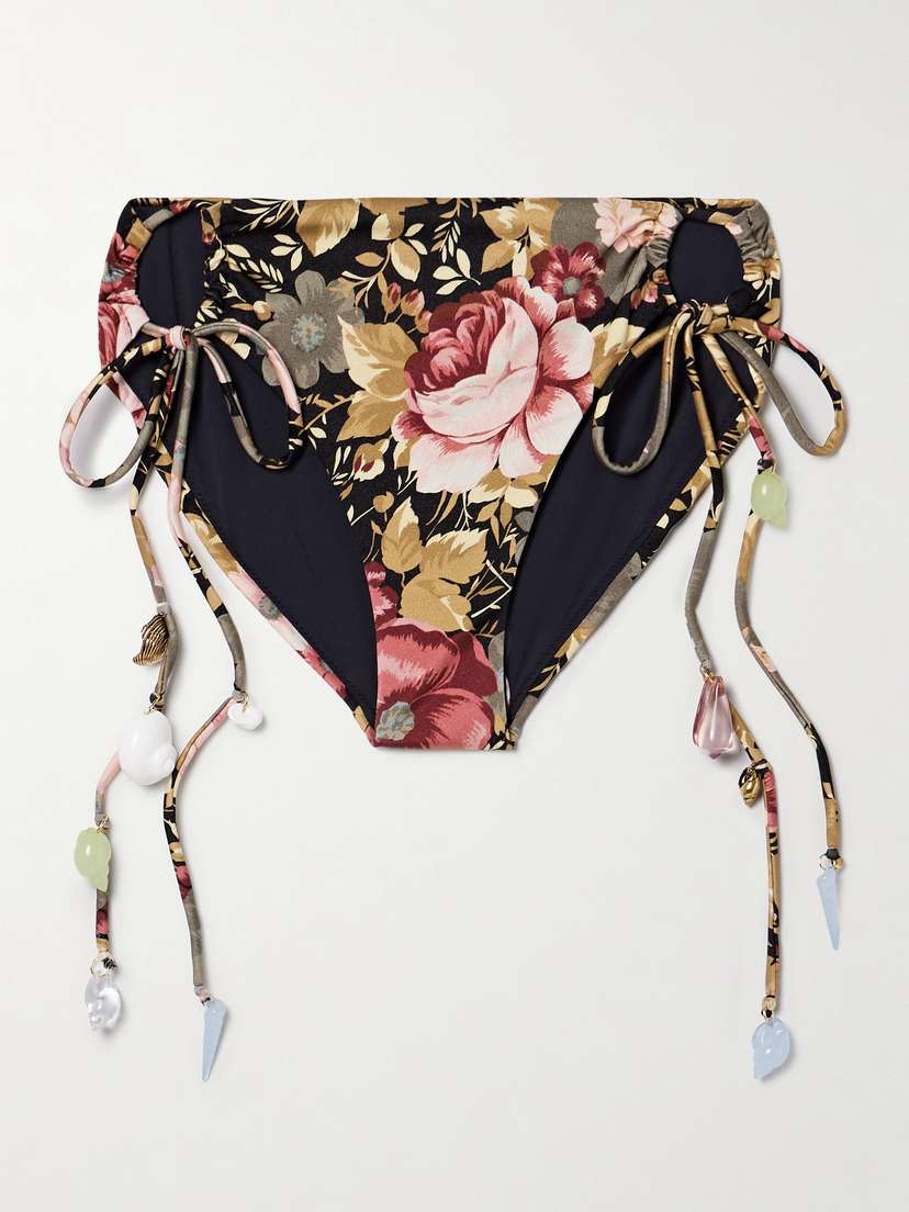 Chloé Embellished Floral-print Bikini Briefs