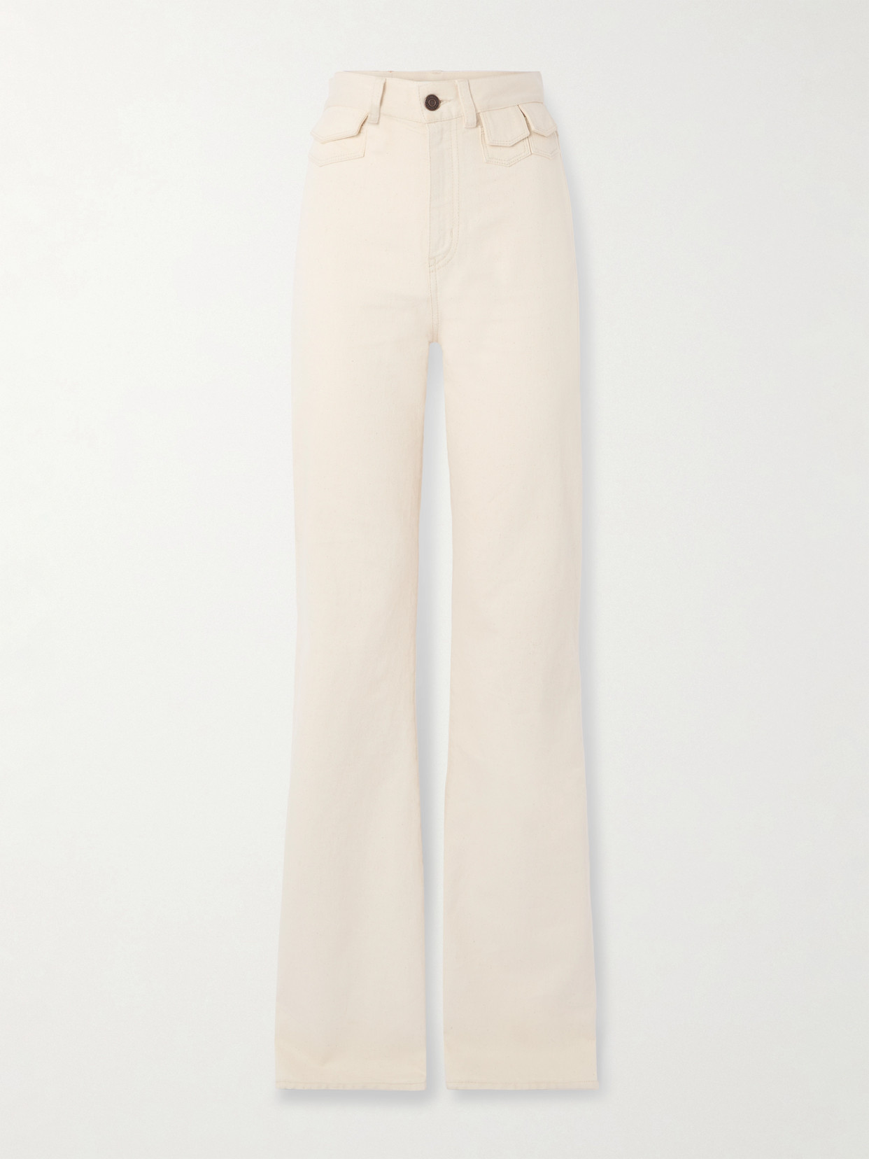 Chloé Embellished High-rise Straight-leg Jeans In White