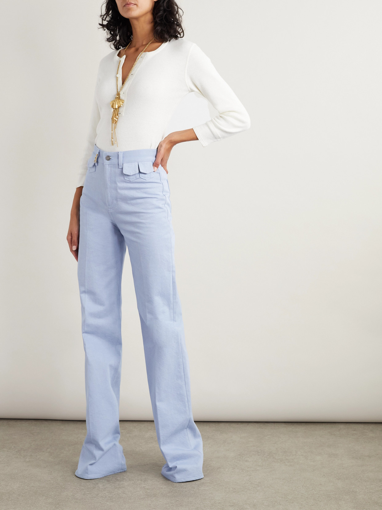 Chloé Rigid High-rise Organic Denim Flared Jeans In Blue