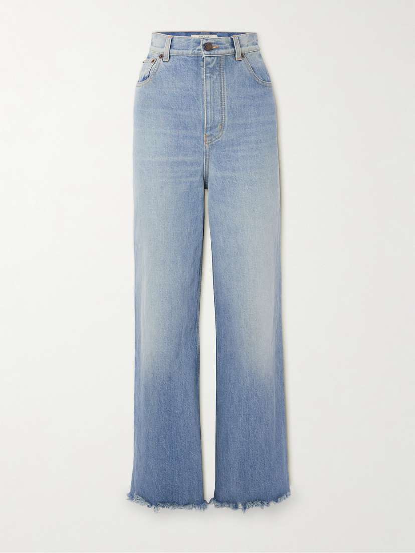 Chloé Frayed High-rise Wide-leg Jeans