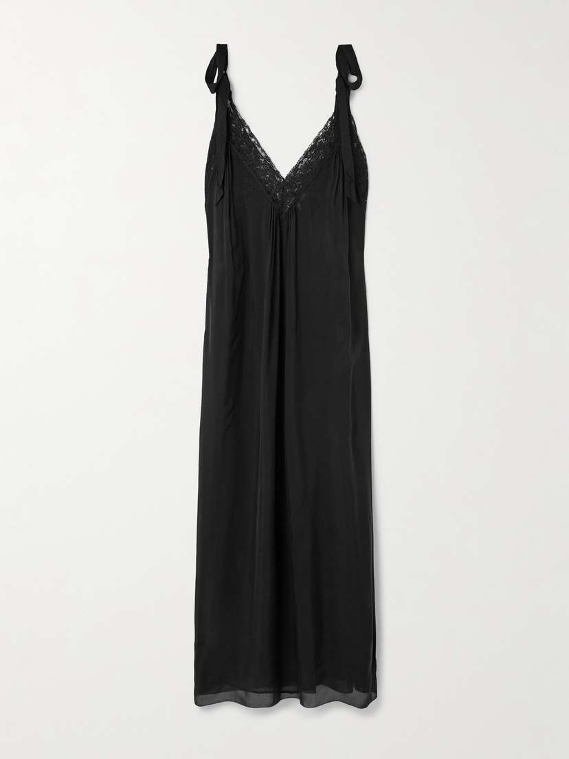 Chloé Lace-trimmed Organic Silk-charmeuse Midi Dress