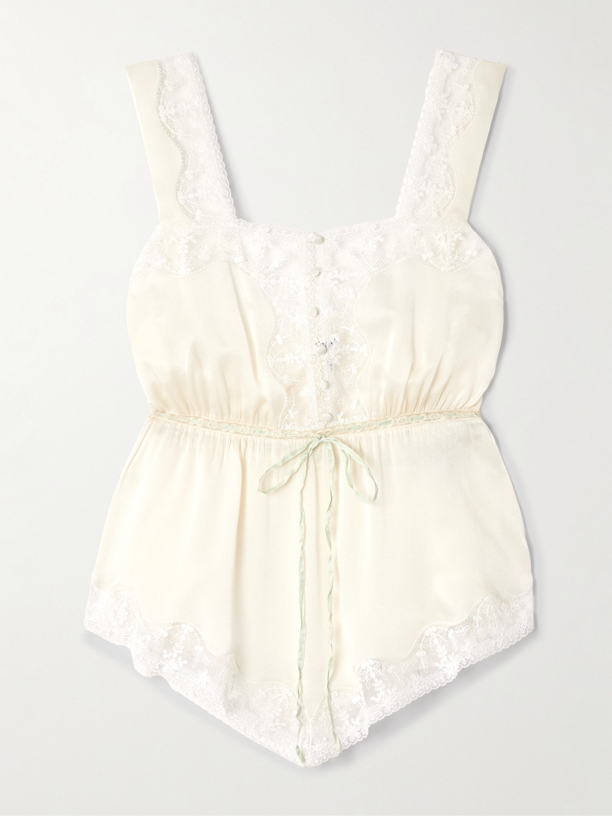Chloé Lace-trimmed Silk-charmeuse Playsuit