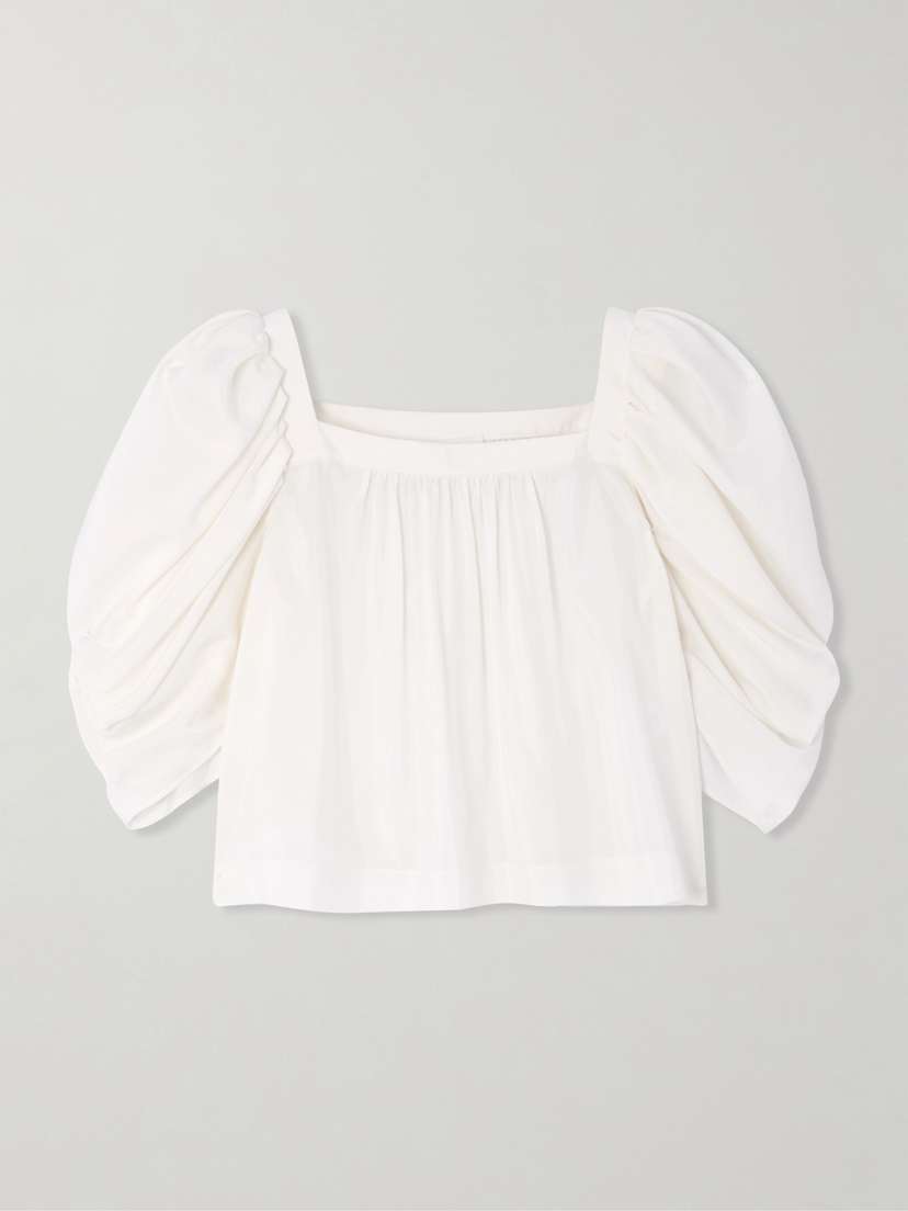 Chloé Cropped Gathered Silk Blouse