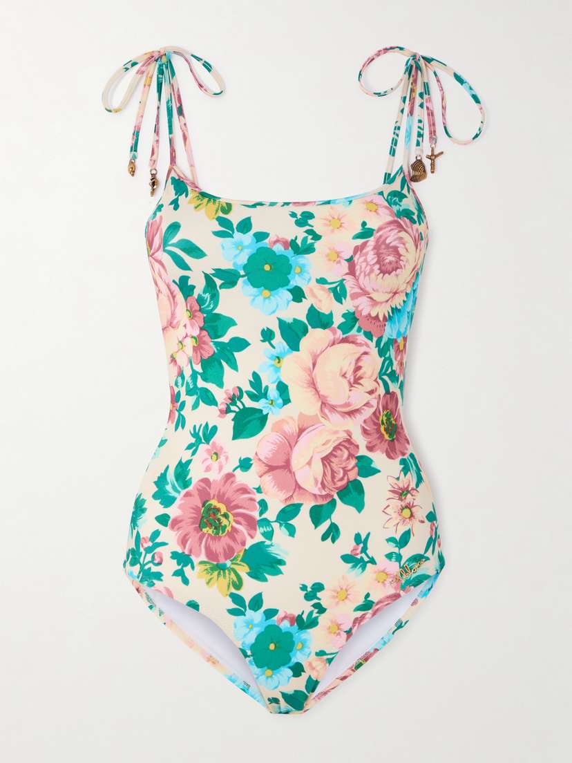 Chloé Embellished Floral-print Swimsuit