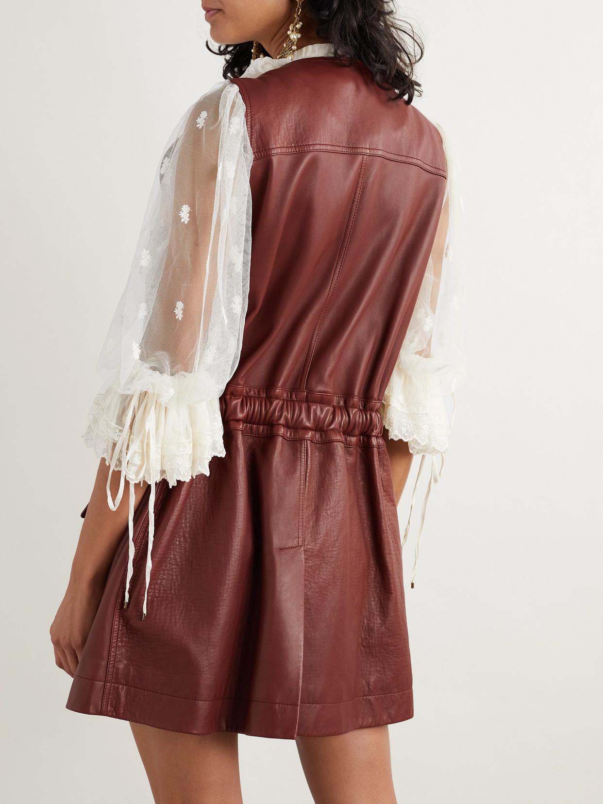 Shop Chloé Buckled Leather Vest In Brown
