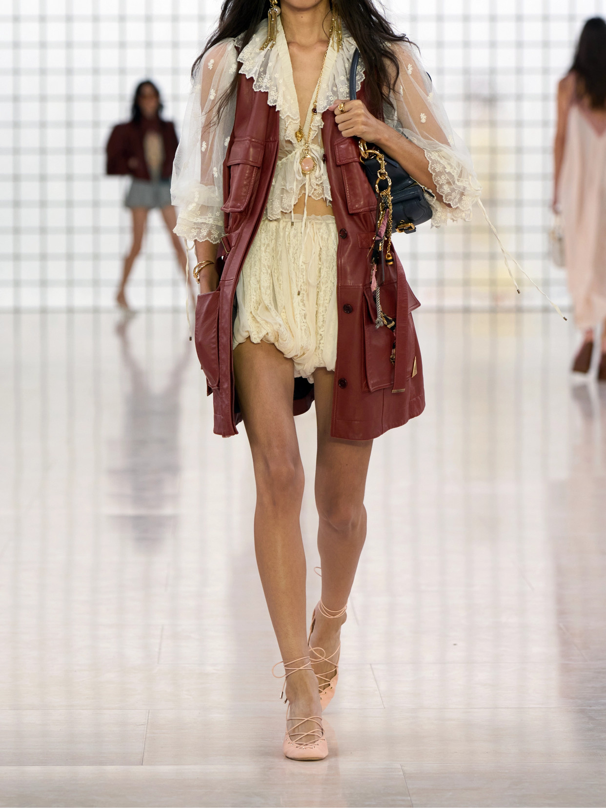 Shop Chloé Buckled Leather Vest In Brown