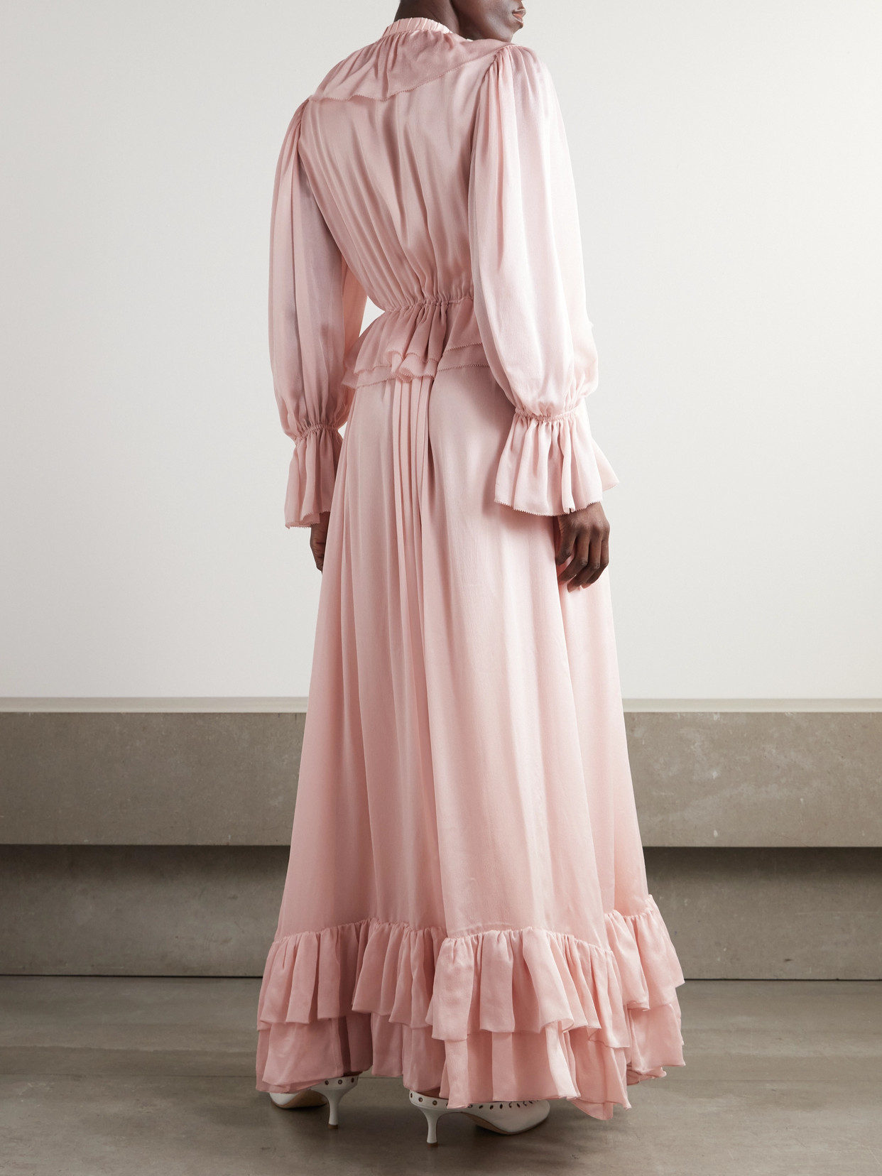 Chloé Ruffled Silk-chiffon Gown In Pink