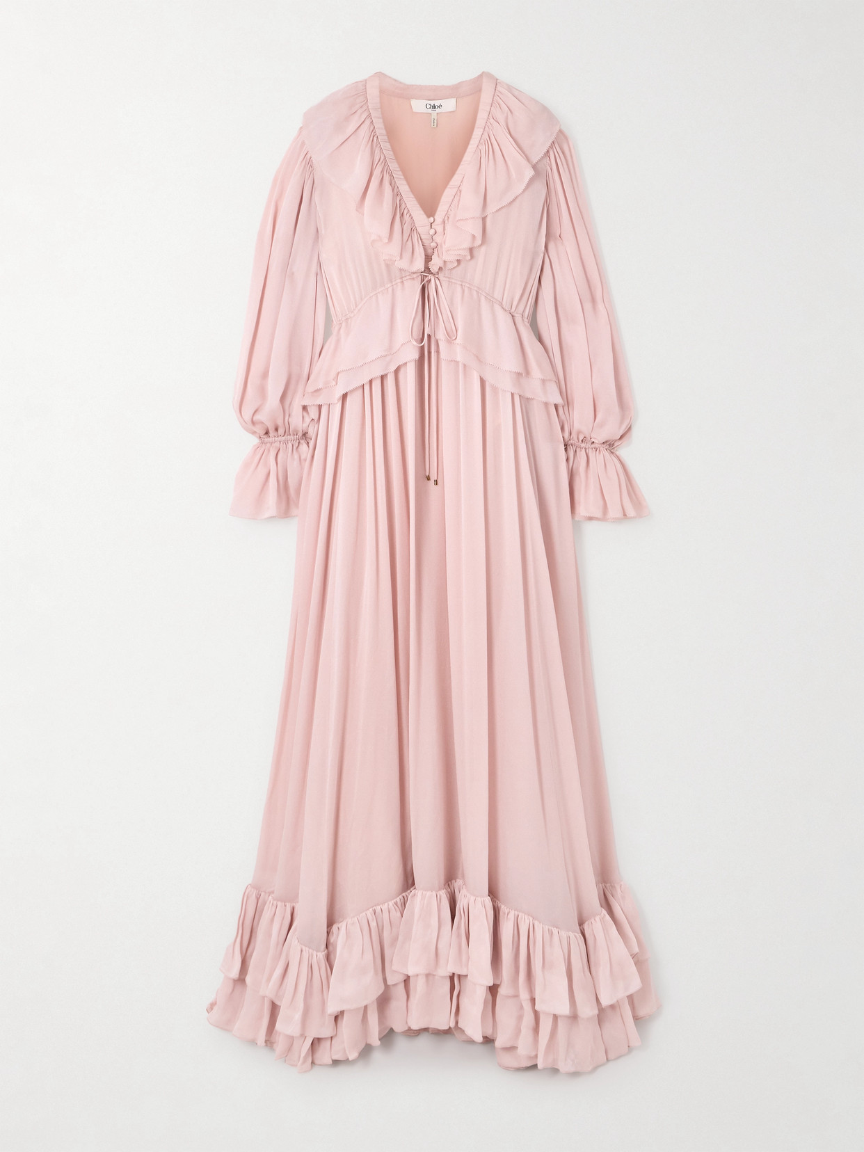 Chloé Ruffled Silk-chiffon Gown In Pink
