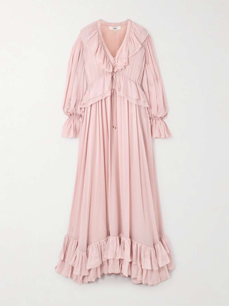 ruffled silk-chiffon gown