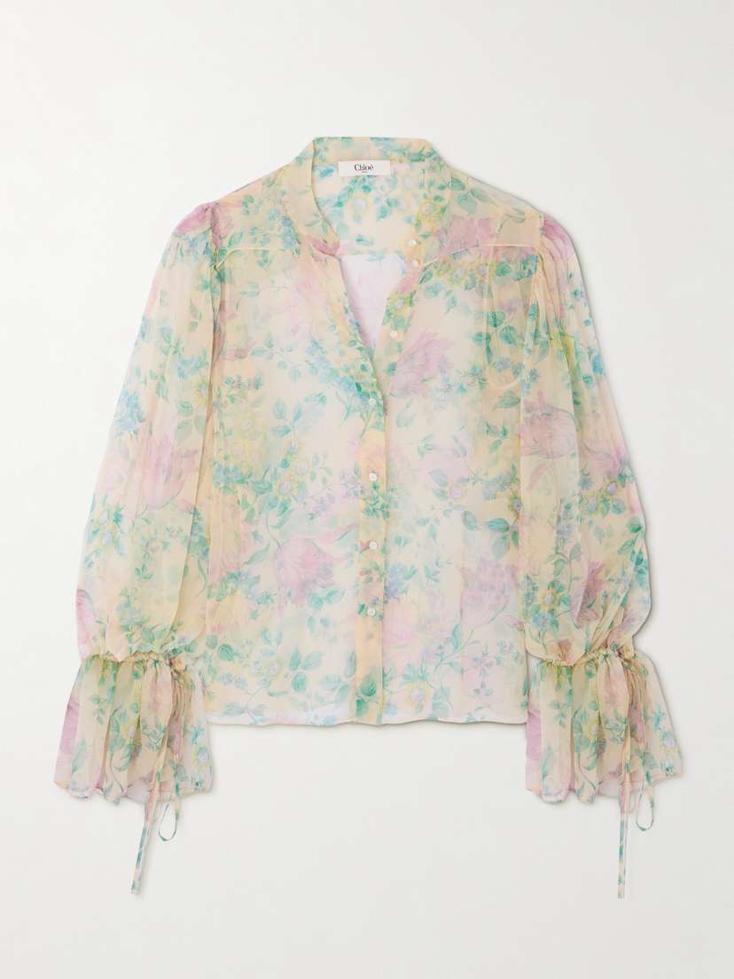 Chloé Ruffled Floral-print Silk-chiffon Shirt