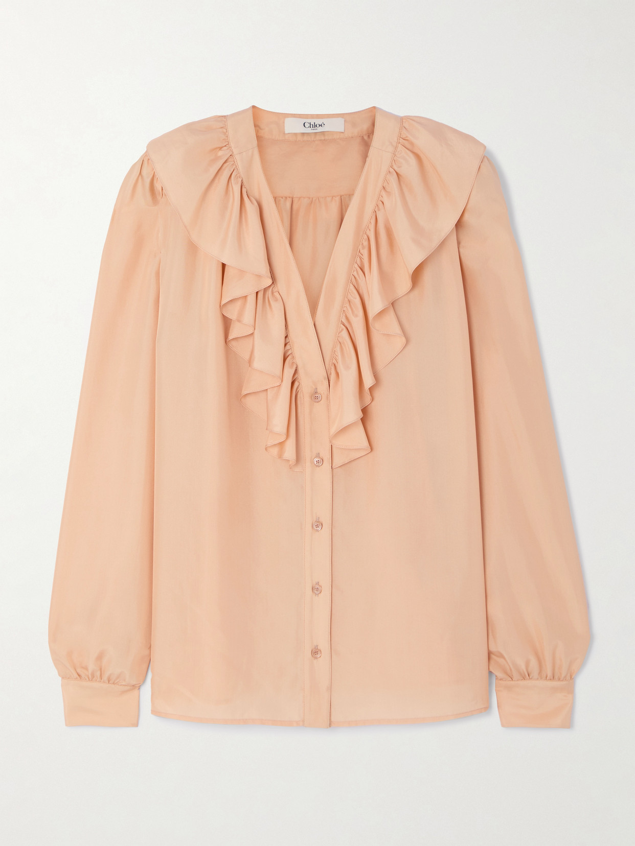 Shop Chloé Ruffled Silk Blouse In Orange