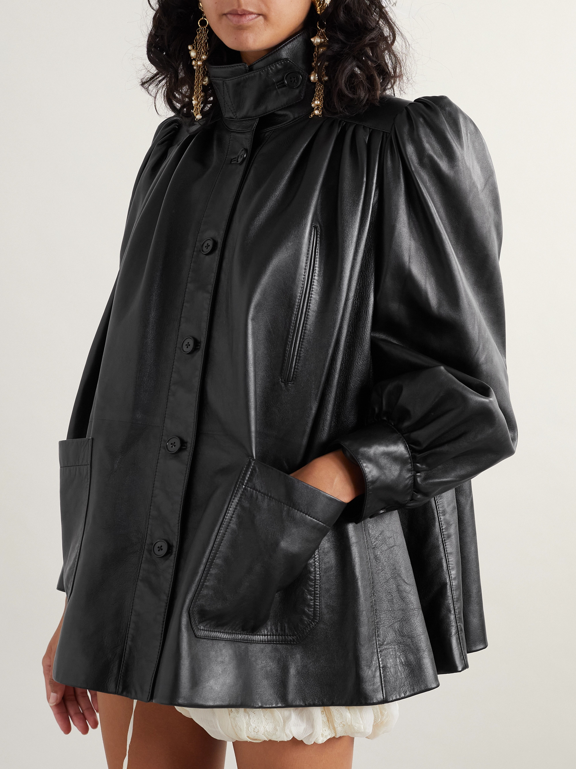 Chloé - Gathered leather jacket | Plush