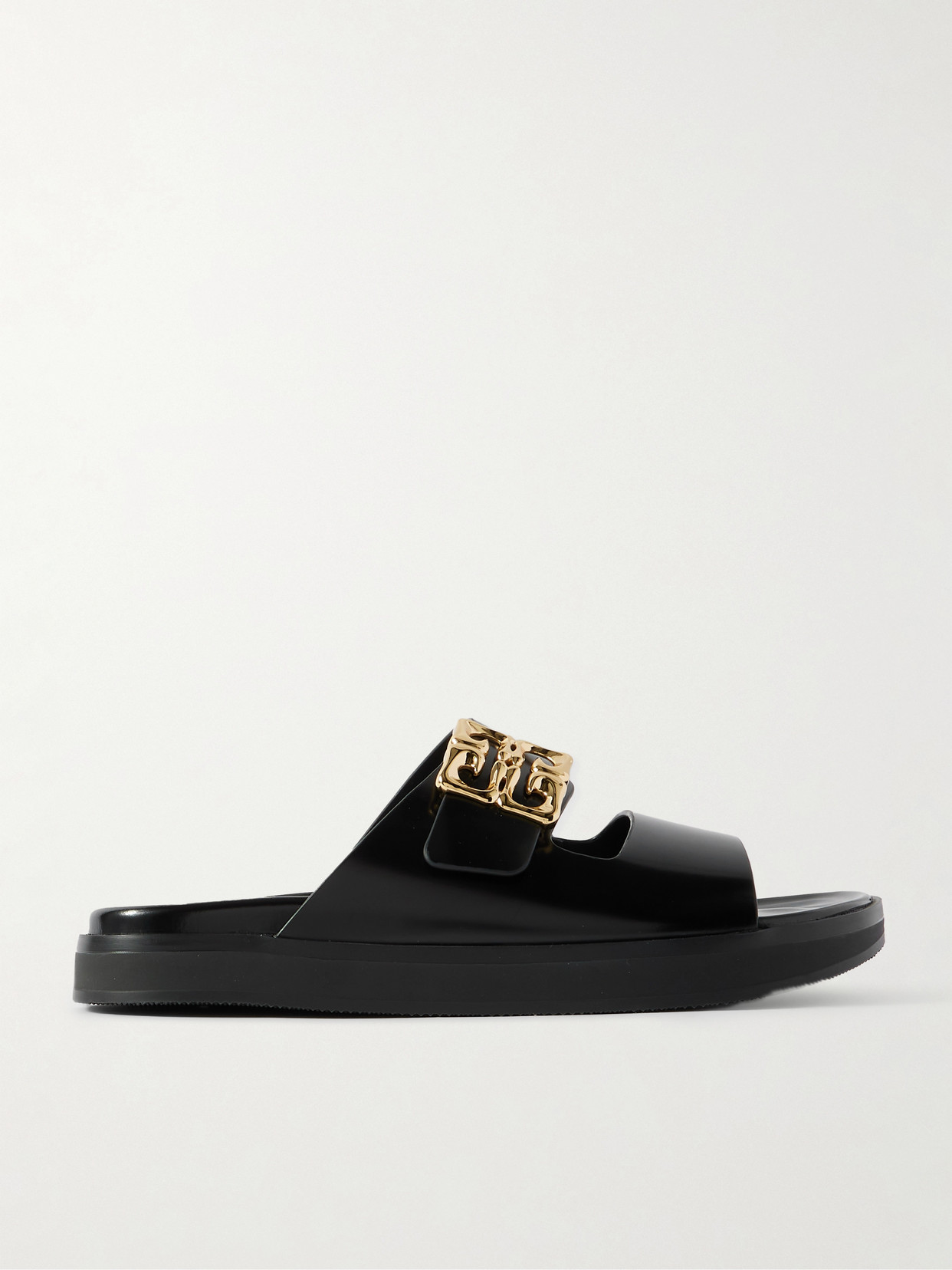 Givenchy Liquid Dad Leather Slides With 4g Hardware In Black