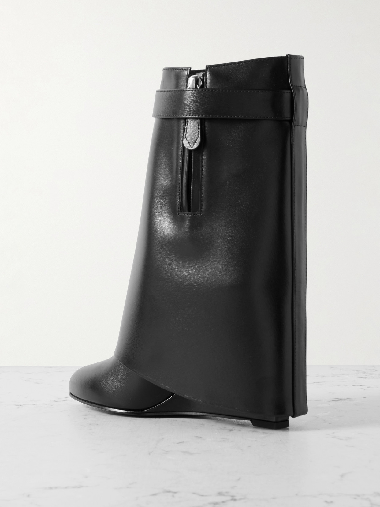 Givenchy Shark Lock 90 Leather Ankle Boots Shoes In Black