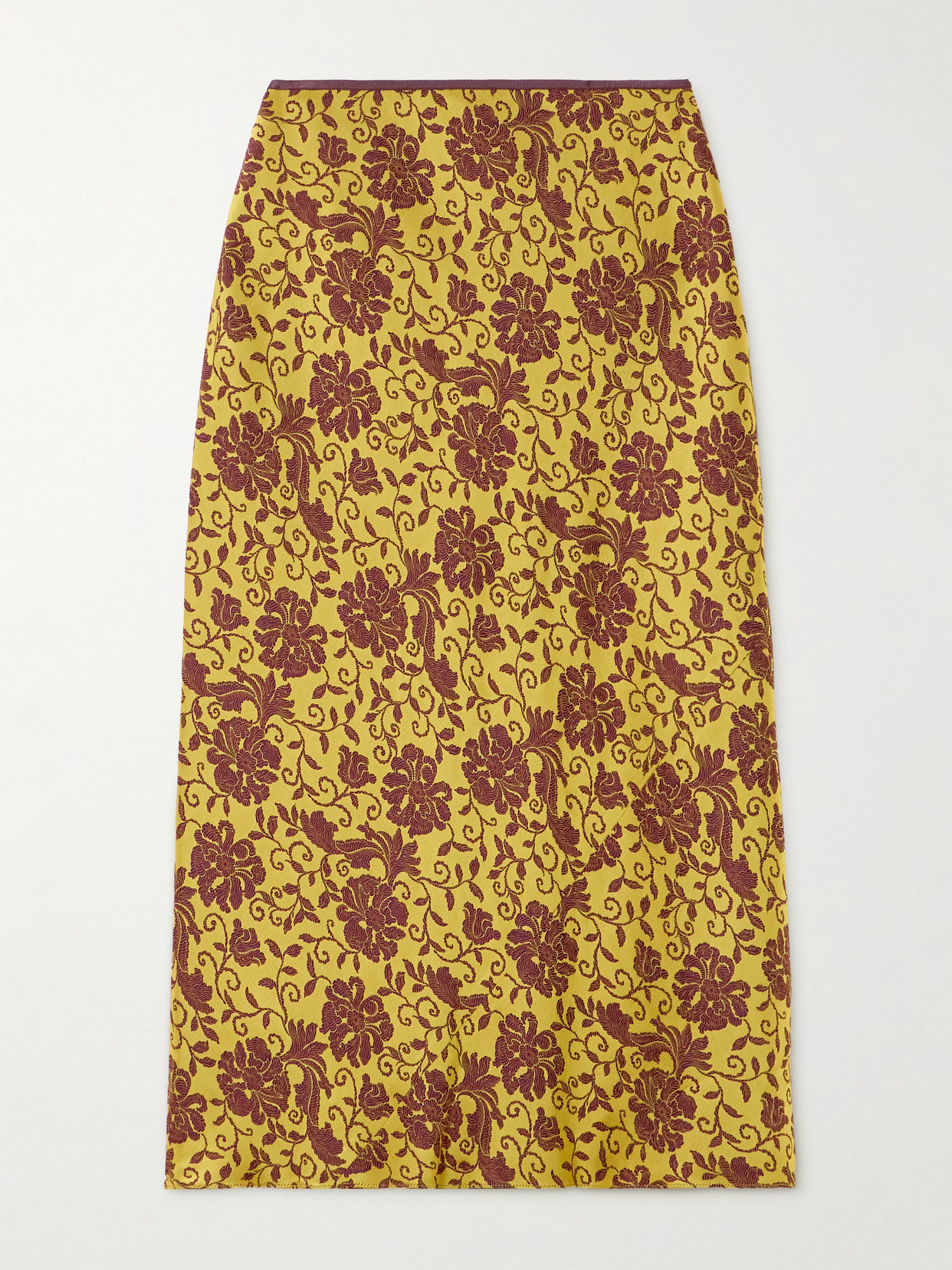 Dries Van Noten - Satin-jacquard Midi Skirt - Yellow