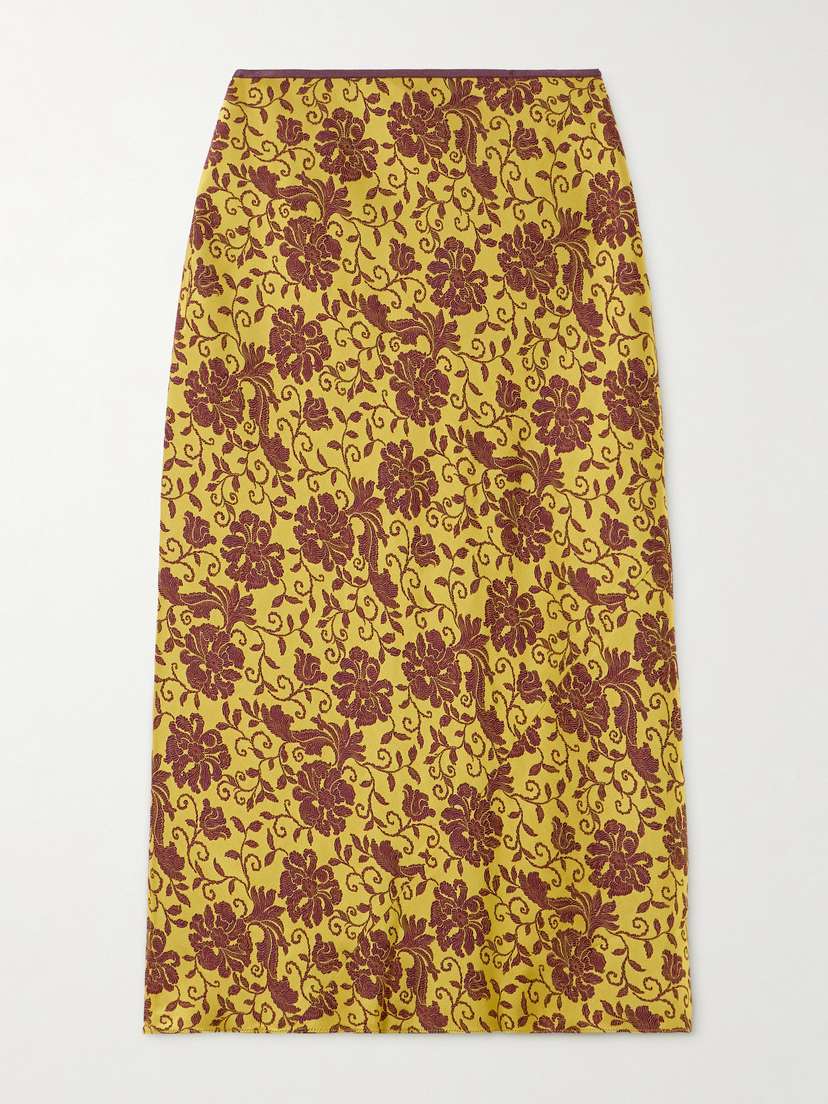 Dries Van Noten Satin-jacquard Midi Skirt