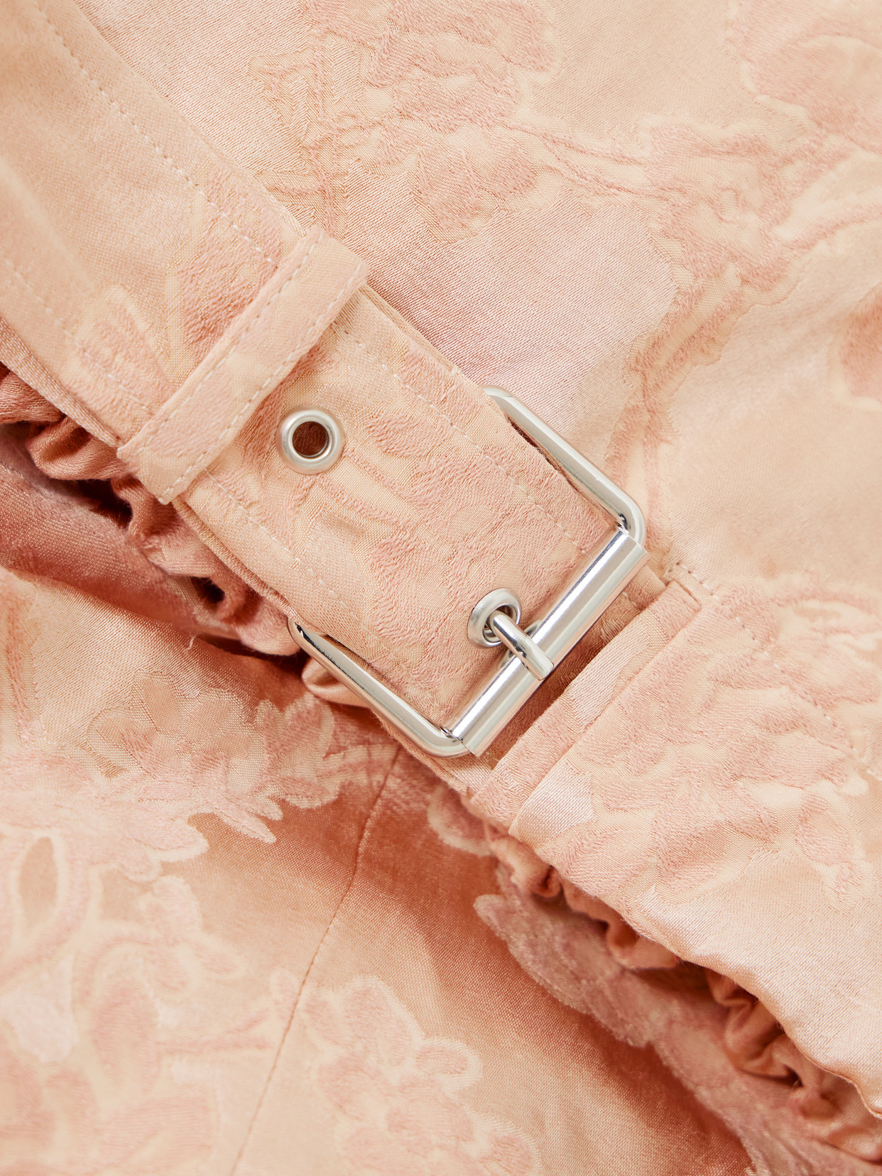 Belted Cropped Floral-Jacquard Linen-Blend Jacket