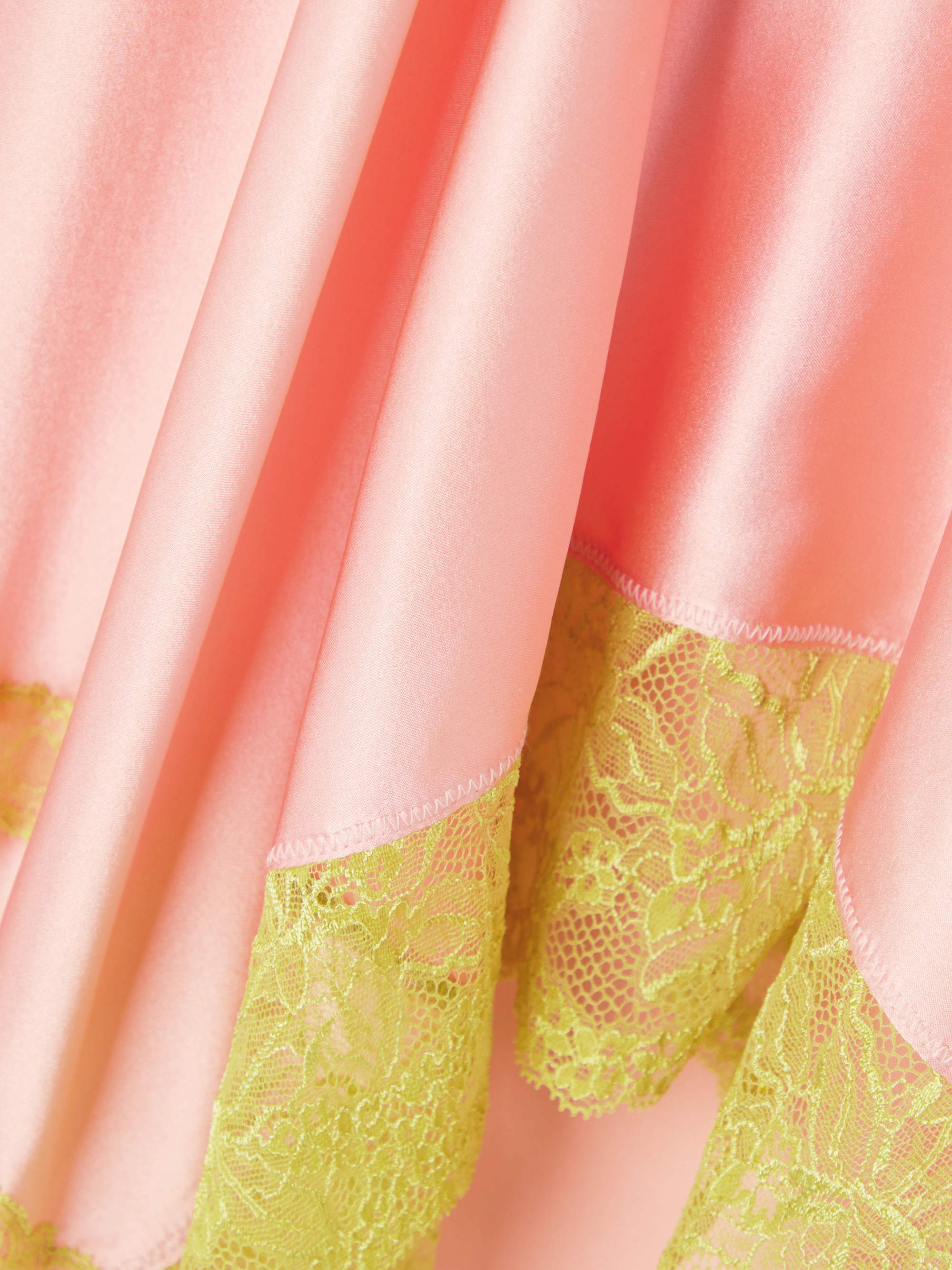 Dries Van Noten Asymmetric lace-trimmed silk-blend satin skirt thumbnail